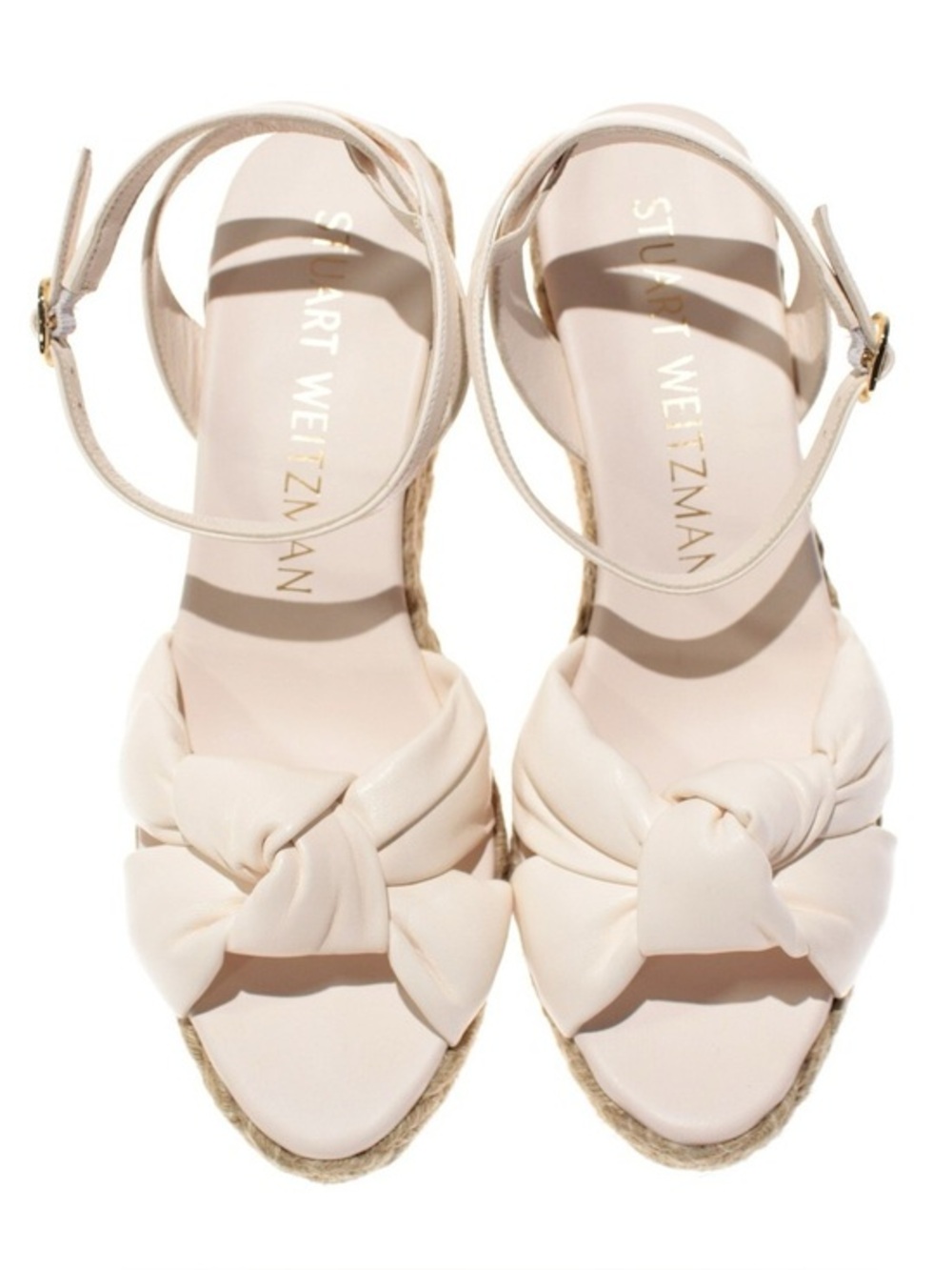 BN Playa Stuart Weitzman Cream Knot Espadrille Wedge Sandals 9.5